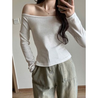 Áo trễ vai Forgirl áo thun trễ vai dài tay trơn ôm body chất tiêu lông T090