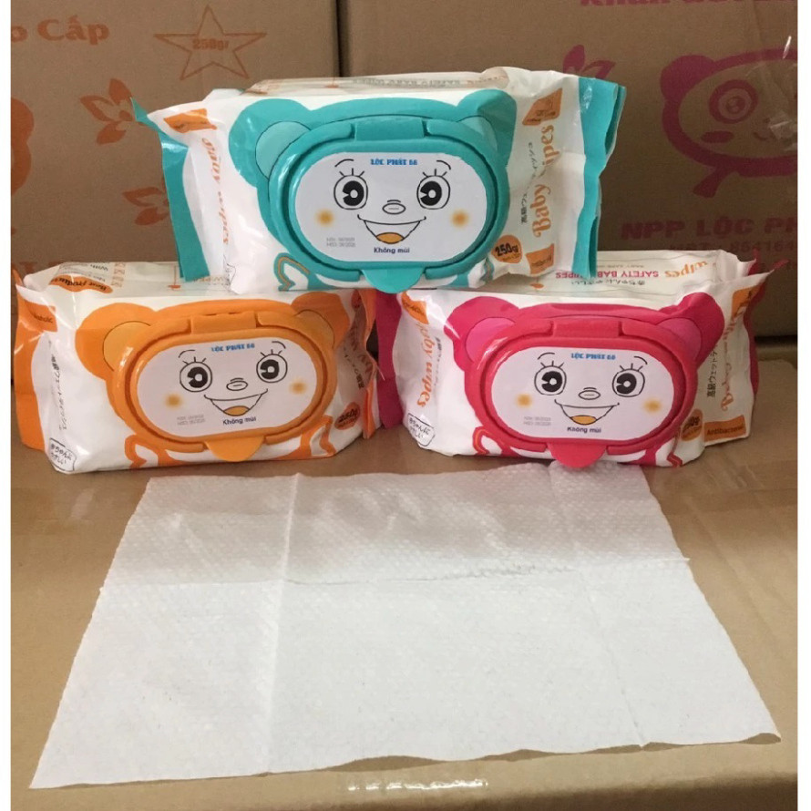 Khăn Ướt Không Mùi Baby Wipes Lộc Phát 600gr Không Cồn, Khăn Mềm Mịn Không Làm Khô Da Tính Năng Giữ Ẩm