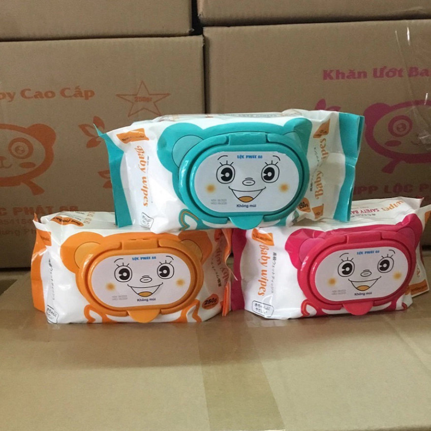Khăn Ướt Không Mùi Baby Wipes Lộc Phát 600gr Không Cồn, Khăn Mềm Mịn Không Làm Khô Da Tính Năng Giữ Ẩm
