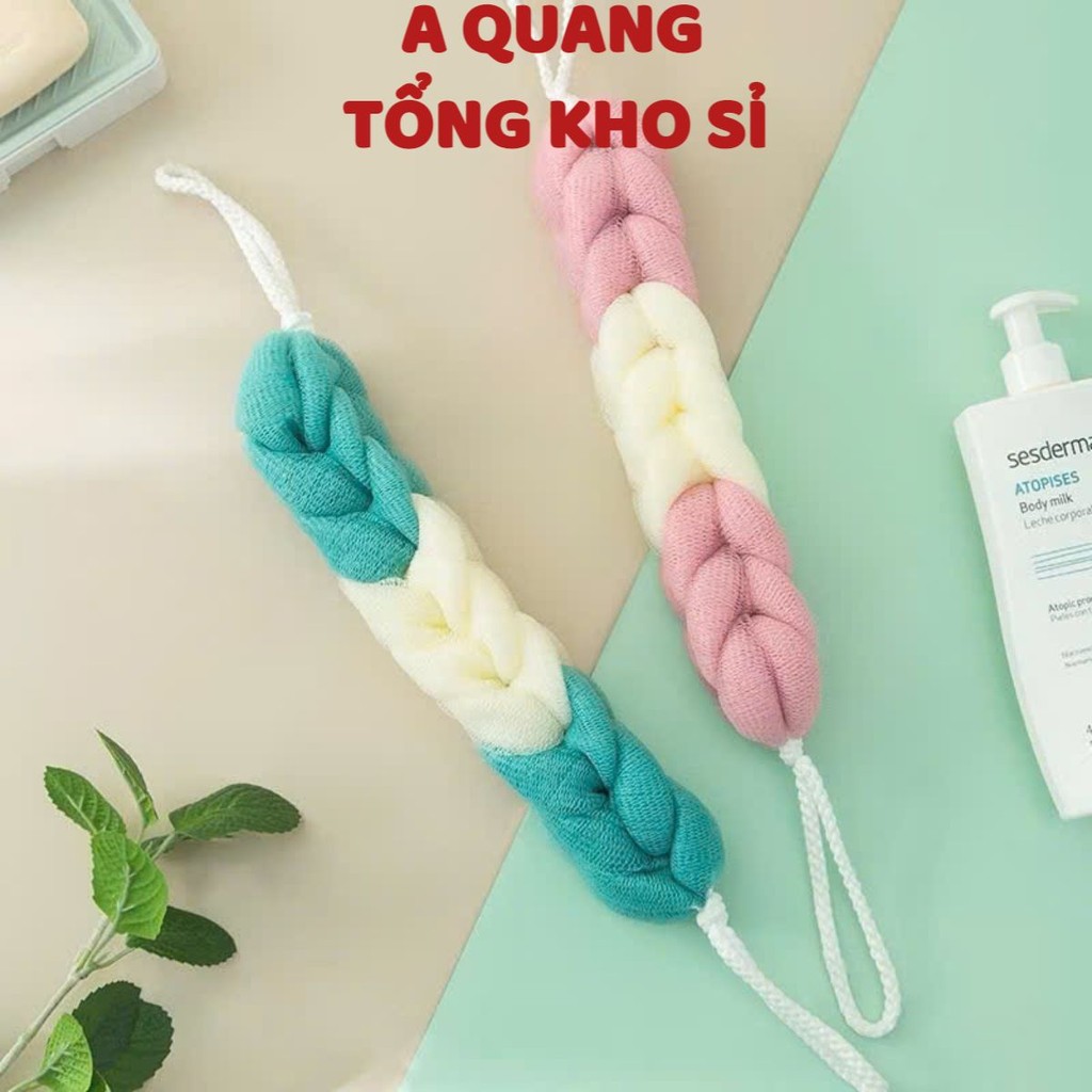 BÔNG TẮM LƯỚI DÀI KÈM DÂY 2 ĐẦU,  Bông Tắm Lưới Tròn, Lưới Dài Tạo Bọt Cao Câp hỗ trợ chà lưng - MÃ: BONGTAMLUOI47