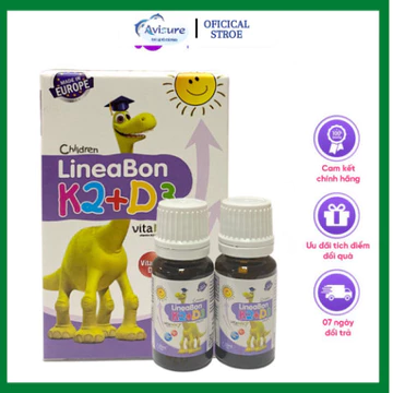 Vitamin Lineabon k2 d3 bổ sung k2 d3 mk7 giúp tăng khả năng hấp thu canxi cho trẻ Lọ 10ml
