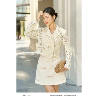 Áo vest ren hoa kem tỉa chân thiết kế Elise FF2306087TULACR