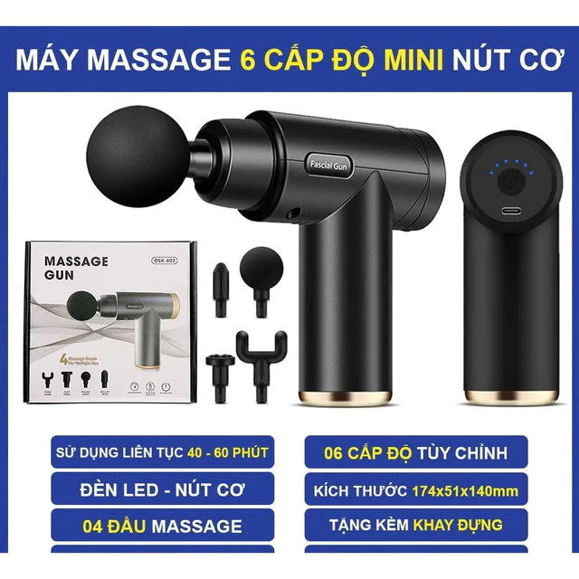 Máy massage cầm tay GUN 802 , massage cổ vai gáy 6 Cấp Độ Chuyên Sâu Đa Năng , máy đấm lưng mát xa đau nhức vai gáy