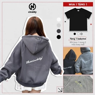 HOODIE BOXY-Áo Khoác Boxy Zip Thêu In Dạ Quang TheCinDdy Nam Nữ Nỉ Bông - HBC007