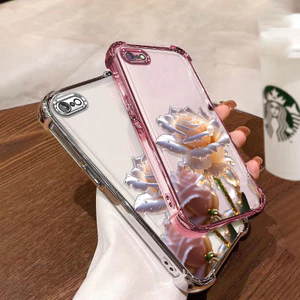 Ốp Lưng Cho iphone 7 8 6 6s Vỏ Điện Thoại Mới Nhất Mạ Điện Hoạt Hình Họa Tiết Hoa Hồng Chống Rơi Và Chống Sốc Điện Thoại Mềm