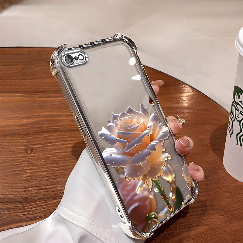 [Có Phim Ống Kính] Ốp Lưng Cho iphone 7 8 6 6s Vỏ Điện Thoại Mới Nhất Mạ Điện Hoạt Hình Họa Tiết Hoa Hồng Chống Rơi Và Chống Sốc Điện Thoại Mềm