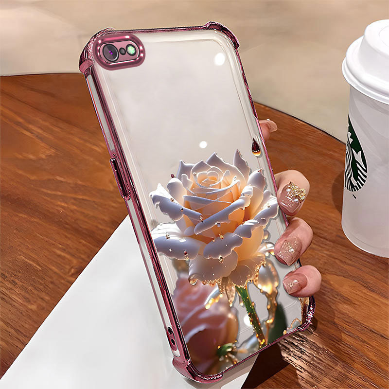 [Có Phim Ống Kính] Ốp Lưng Cho iphone 7 8 6 6s Vỏ Điện Thoại Mới Nhất Mạ Điện Hoạt Hình Họa Tiết Hoa Hồng Chống Rơi Và Chống Sốc Điện Thoại Mềm