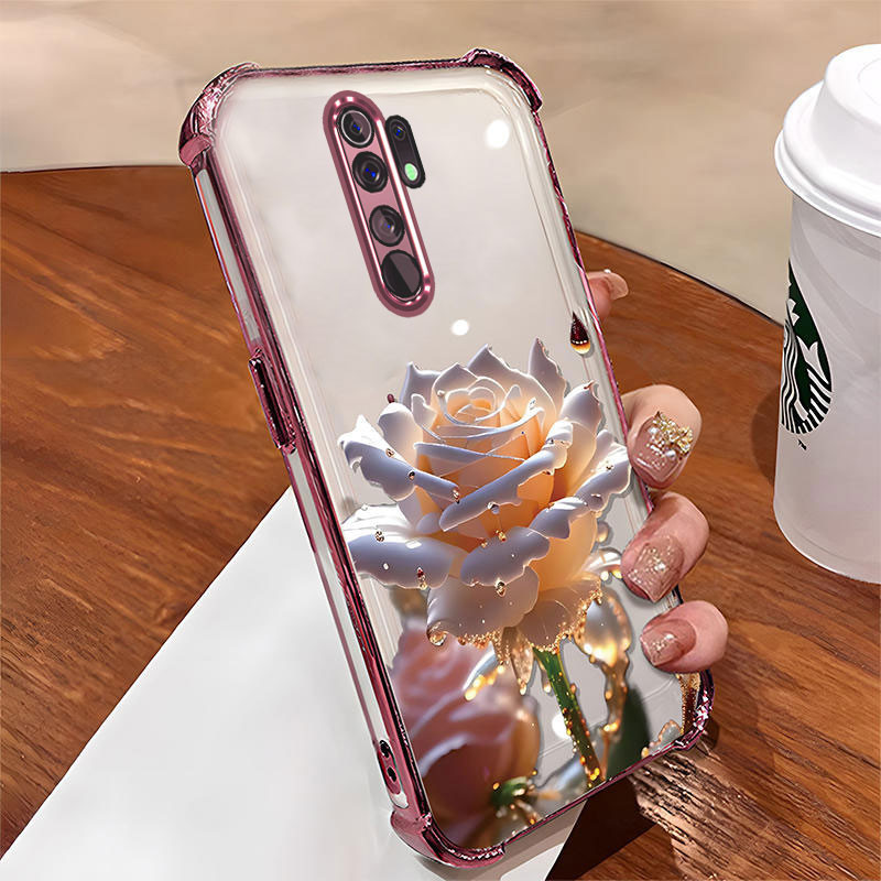 [Có Phim Ống Kính] Ốp Lưng Cho oppo a5 2020 a9 2020 Ốp Điện Thoại Mới Nhất Mạ Điện Hoạt Hình Họa Tiết Hoa Hồng Chống Rơi Và Chống Sốc Điện Thoại Mềm