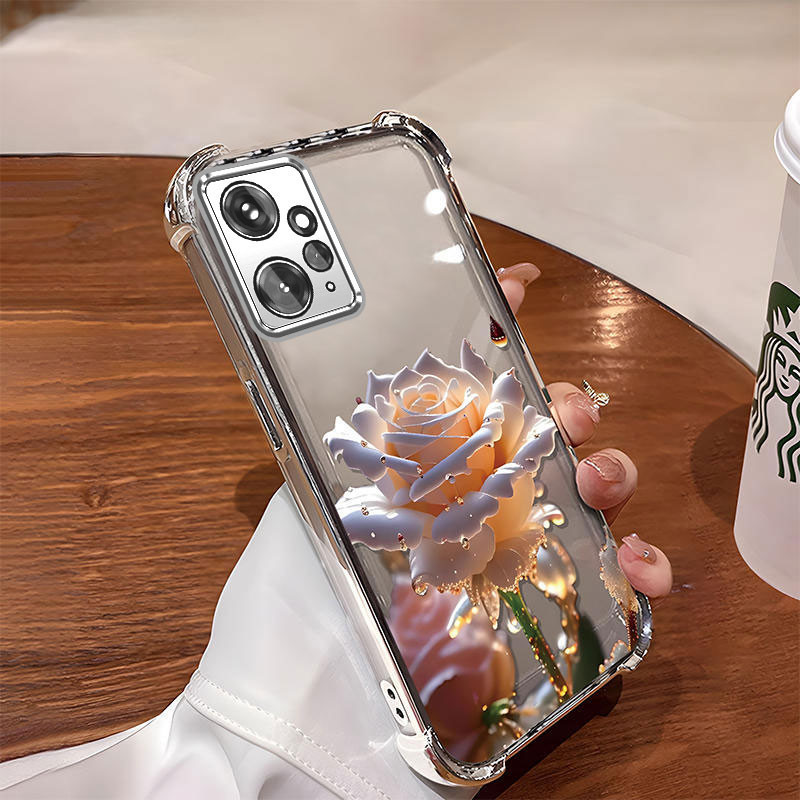 [Có Phim Ống Kính] Ốp Lưng Cho redmi note 12 4g Vỏ Điện Thoại Mới Nhất Mạ Điện Hoạt Hình Họa Tiết Hoa Hồng Chống Rơi Và Chống Sốc Điện Thoại Mềm