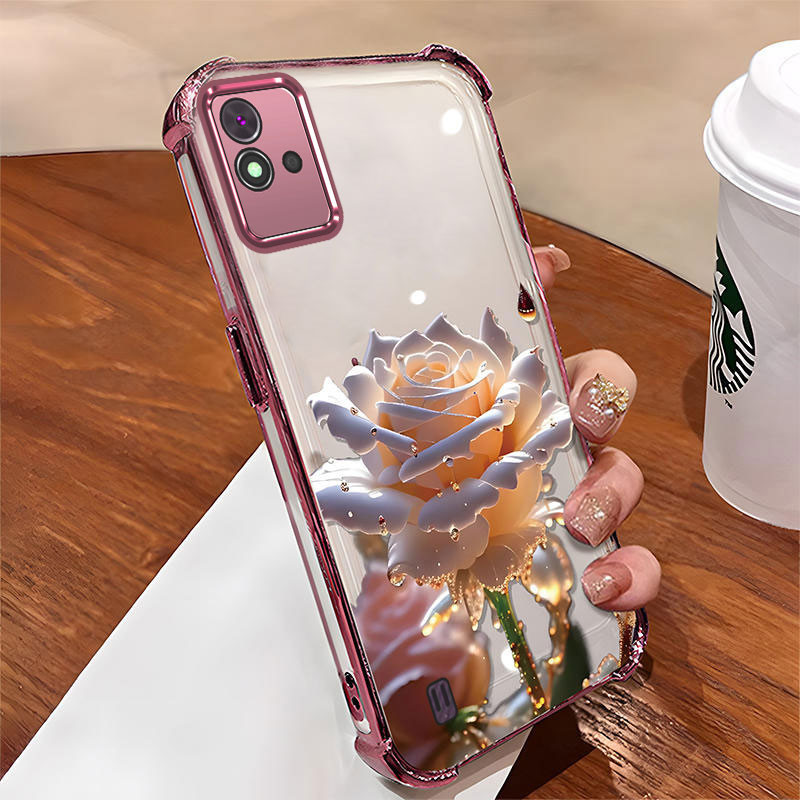 [Có Phim Ống Kính] Ốp Lưng Cho realme c11 2021 c20 c11 2020 Ốp Điện Thoại Mới Nhất Mạ Điện Hoạt Hình Họa Tiết Hoa Hồng Chống Rơi Và Chống Sốc Điện Thoại Mềm