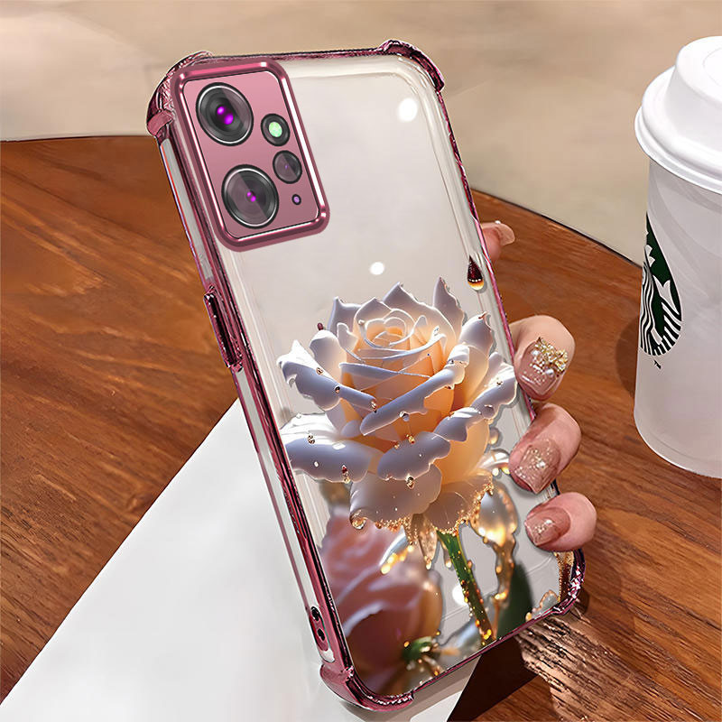 [Có Phim Ống Kính] Ốp Lưng Cho redmi note 12 4g Vỏ Điện Thoại Mới Nhất Mạ Điện Hoạt Hình Họa Tiết Hoa Hồng Chống Rơi Và Chống Sốc Điện Thoại Mềm