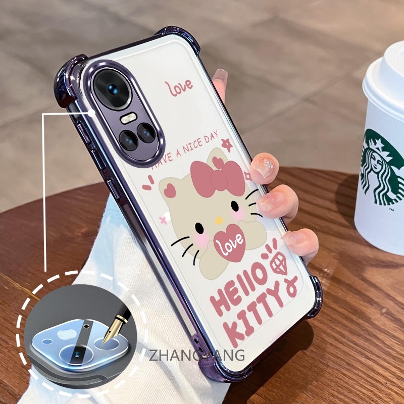 Ốp Lưng Cho OPPO RENO 10 5G RENO 10 Pro 5G Mạ Điện Silicon Hoạt Hình Dễ Thương Ốp Lưng Điện Thoại TPU Mềm Bốn Góc Túi Khí Chống Rơi