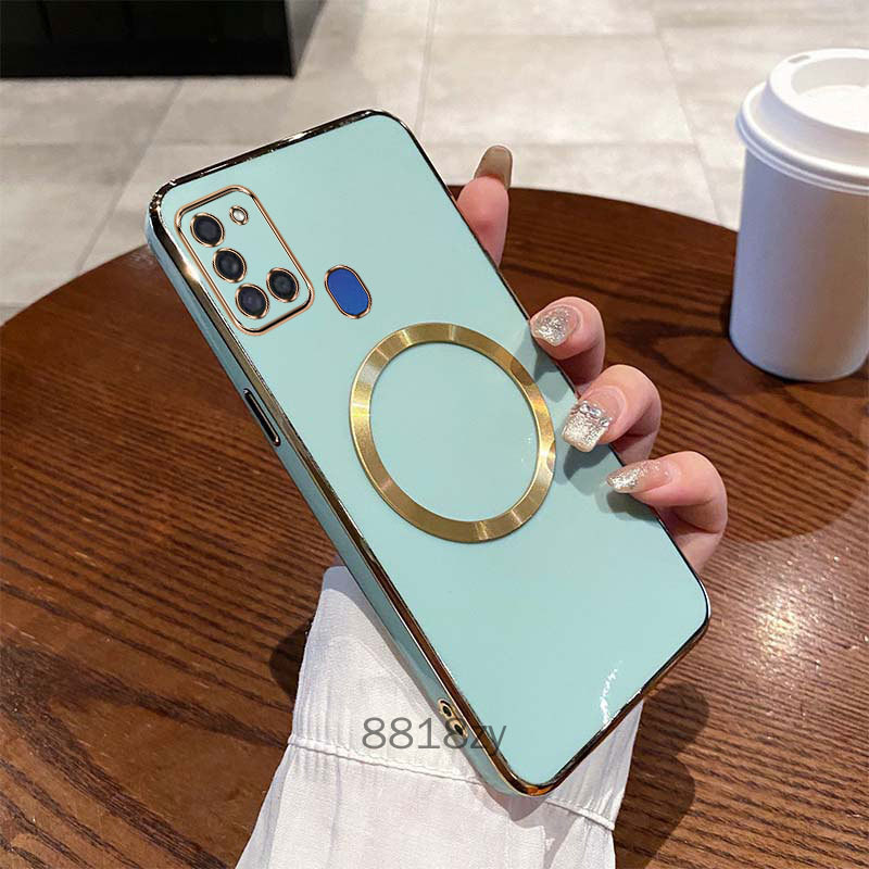 Ốp lưng samsung a21s m31 Mạ cạnh thẳng Ốp điện thoại tối giản silicone mềm chống rơi ống kính có bảo hiểm đầy đủ