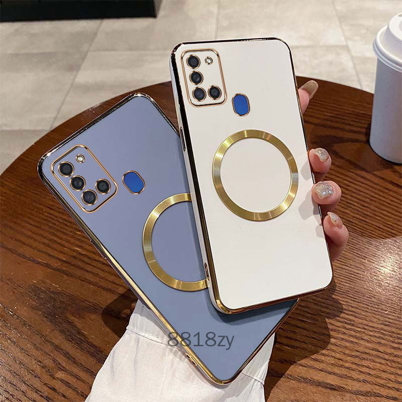 Ốp lưng samsung a21s m31 Mạ cạnh thẳng Ốp điện thoại tối giản silicone mềm chống rơi ống kính có bảo hiểm đầy đủ