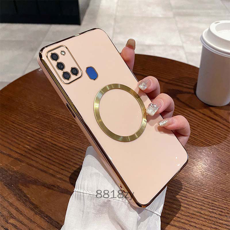 Ốp lưng samsung a21s m31 Mạ cạnh thẳng Ốp điện thoại tối giản silicone mềm chống rơi ống kính có bảo hiểm đầy đủ