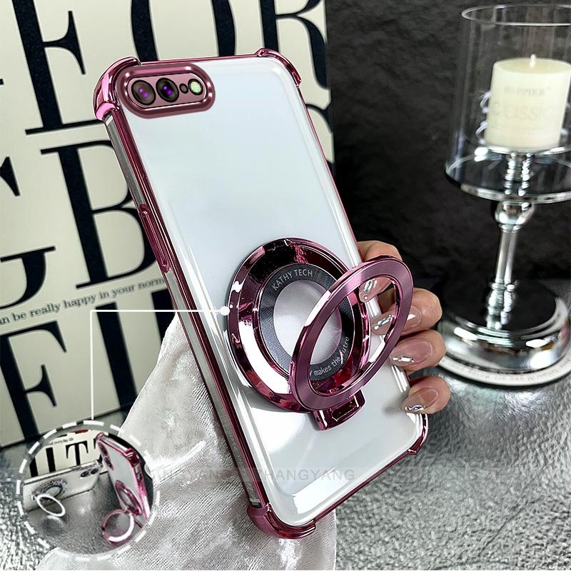 Ốp Lưng Cho iPhone 7 Plus iPhone 8 Plus Bốn Góc Túi Khí Chống Rơi Vỏ Điện Thoại Mạ Điện Thiết Kế Giá Đỡ Silicon TPU Điện Thoại Mềm