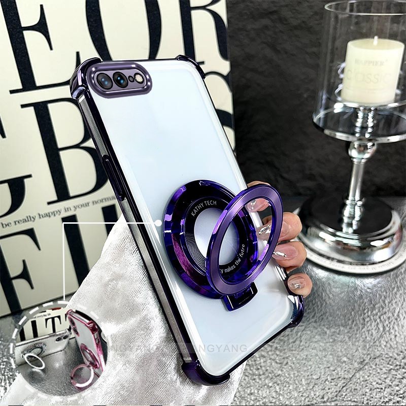 Ốp Lưng Cho iPhone 7 Plus iPhone 8 Plus Bốn Góc Túi Khí Chống Rơi Vỏ Điện Thoại Mạ Điện Thiết Kế Giá Đỡ Silicon TPU Điện Thoại Mềm