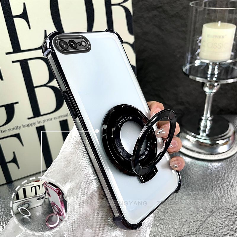 Ốp Lưng Cho iPhone 7 Plus iPhone 8 Plus Bốn Góc Túi Khí Chống Rơi Vỏ Điện Thoại Mạ Điện Thiết Kế Giá Đỡ Silicon TPU Điện Thoại Mềm
