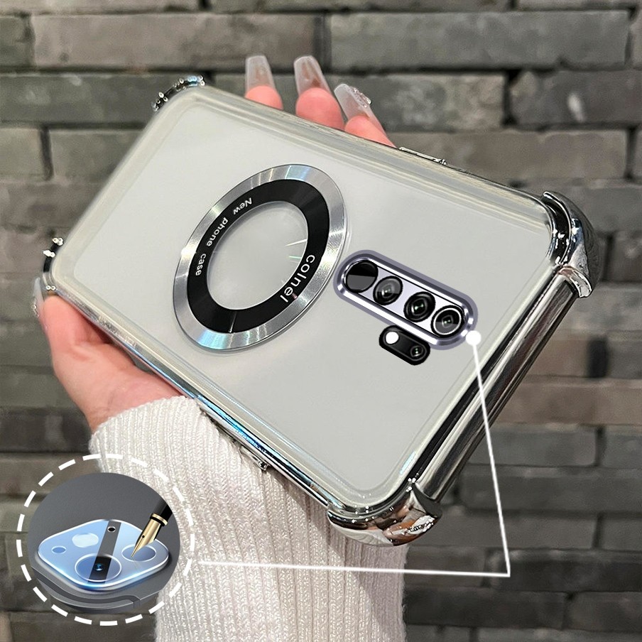 [Có Phim Ống Kính] Ốp Lưng Cho OPPO A5 2020 A9 2020 Vỏ Điện Thoại TPU Silicon Mạ Điện Có Dây Đeo Chống Rơi Vòng Hút Từ Tính Vỏ Mềm Điện Thoại