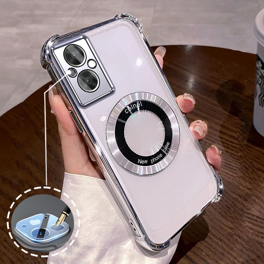 [Có Phim Ống Kính] Ốp Lưng Cho OPPO RENO 7Z 5G RENO 8Z 5G Vỏ Điện Thoại TPU Silicon Mạ Điện Có Dây Đeo Chống Rơi Vòng Hút Từ Tính Vỏ Mềm Điện Thoại
