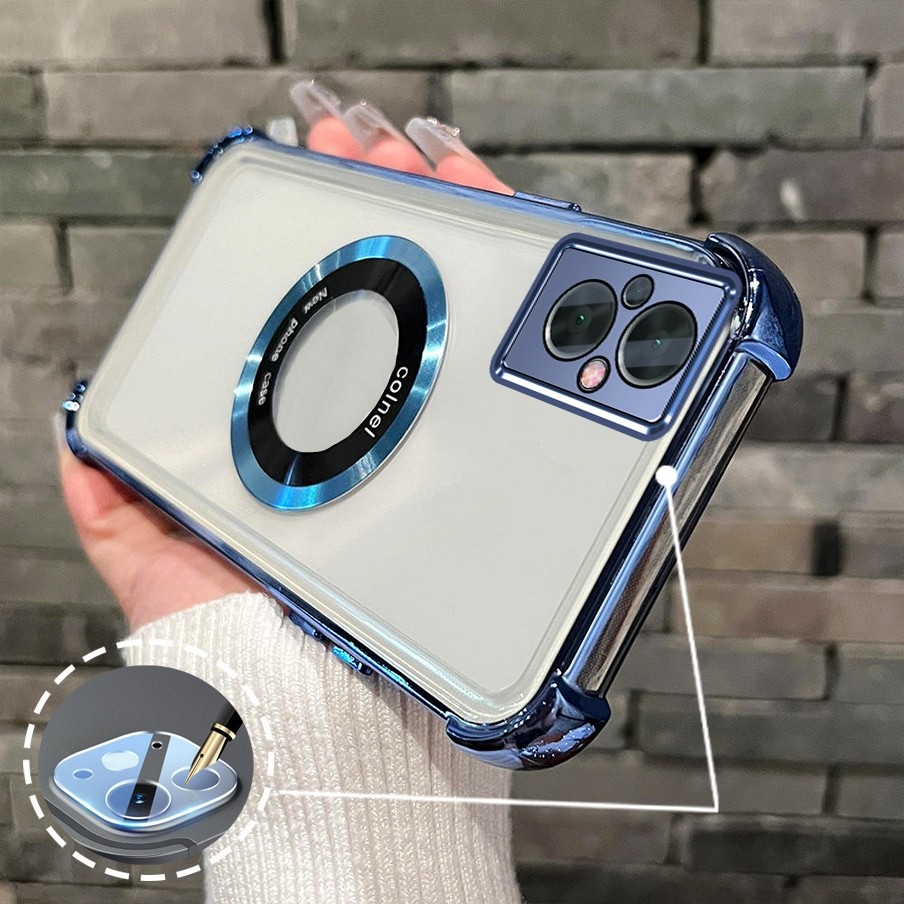 [Có Phim Ống Kính] Ốp Lưng Cho OPPO RENO 7Z 5G RENO 8Z 5G Vỏ Điện Thoại TPU Silicon Mạ Điện Có Dây Đeo Chống Rơi Vòng Hút Từ Tính Vỏ Mềm Điện Thoại