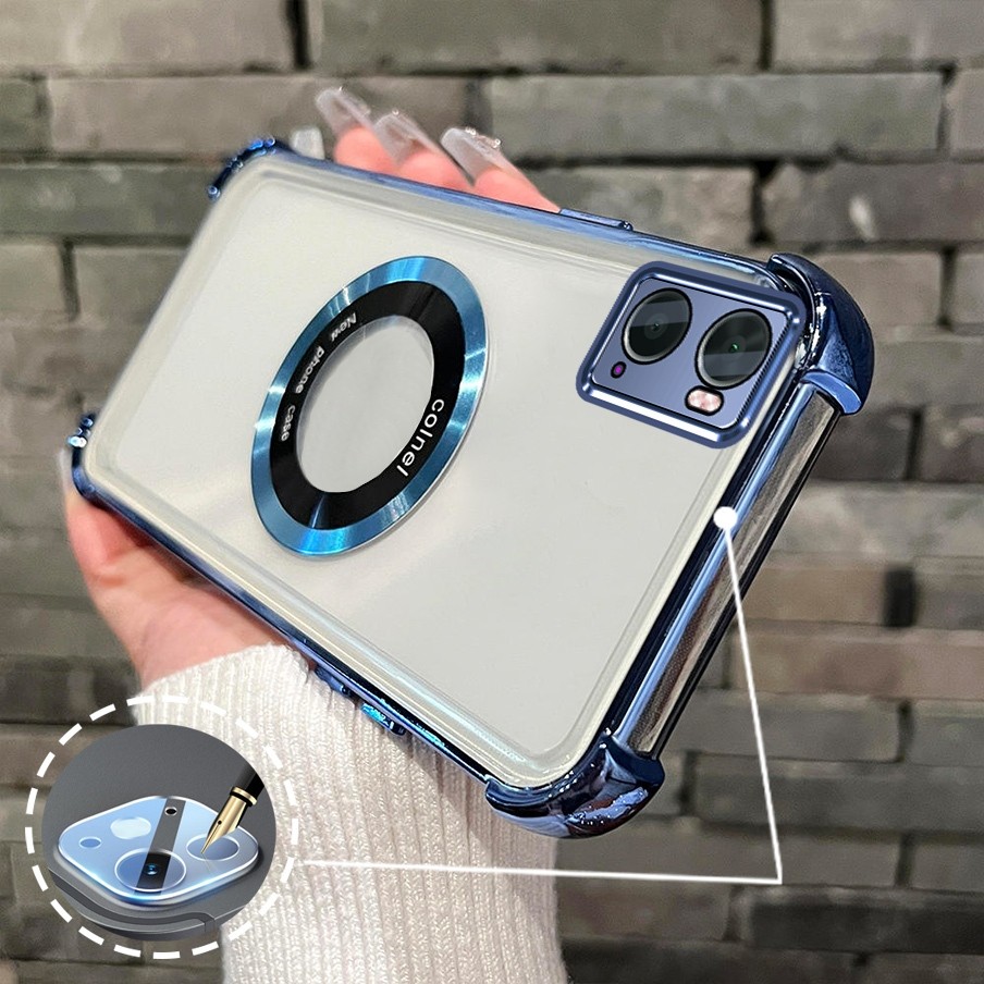 [Có Phim Ống Kính] Ốp Lưng Cho OPPO A76 4G A36 4G A96 4G Vỏ Điện Thoại TPU Silicon Mạ Điện Có Dây Đeo Chống Rơi Vòng Hút Từ Tính Vỏ Mềm Điện Thoại