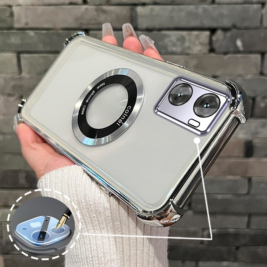 [Có Phim Ống Kính] Ốp Lưng Cho OPPO A57 4G 2022 A57 5G 2022 A77 A77s Vỏ Điện Thoại TPU Silicon Mạ Điện Có Dây Đeo Chống Rơi Vòng Hút Từ Tính Vỏ Mềm Điện Thoại