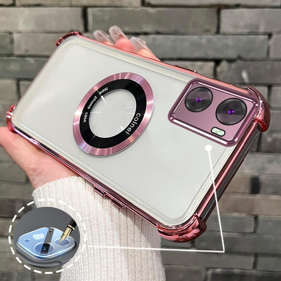 [Có Phim Ống Kính] Ốp Lưng Cho OPPO A57 4G 2022 A57 5G 2022 A77 A77s Vỏ Điện Thoại TPU Silicon Mạ Điện Có Dây Đeo Chống Rơi Vòng Hút Từ Tính Vỏ Mềm Điện Thoại
