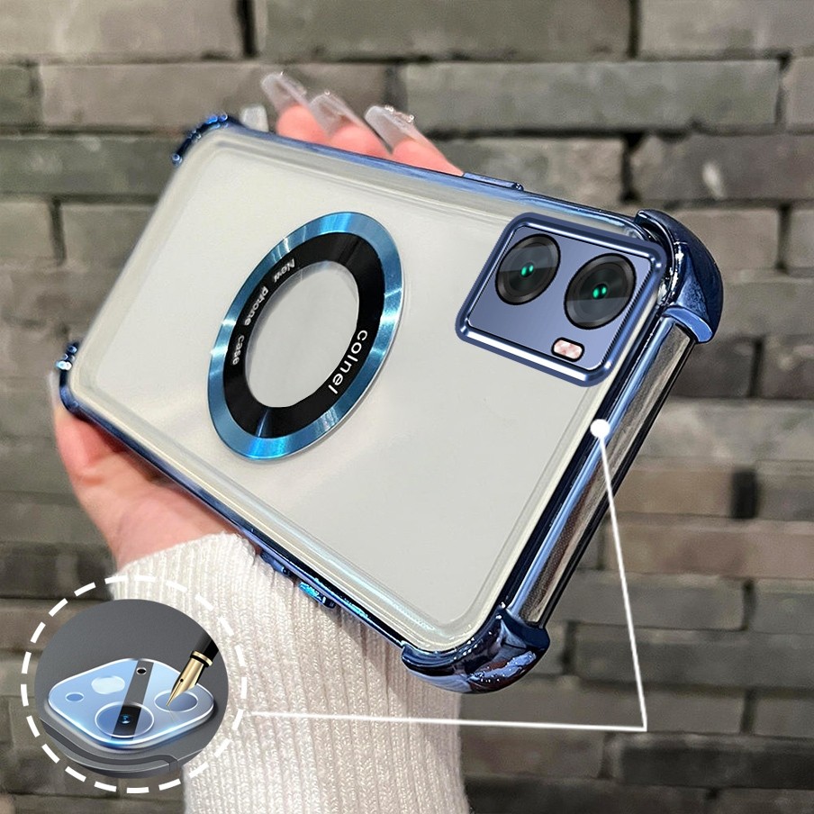[Có Phim Ống Kính] Ốp Lưng Cho OPPO A57 4G 2022 A57 5G 2022 A77 A77s Vỏ Điện Thoại TPU Silicon Mạ Điện Có Dây Đeo Chống Rơi Vòng Hút Từ Tính Vỏ Mềm Điện Thoại