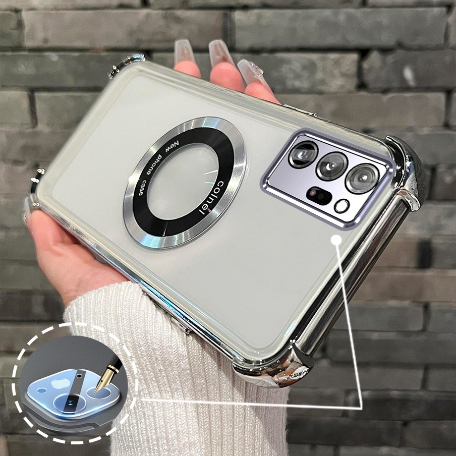 [Có Phim Ống Kính] Ốp Lưng Dành Cho Samsung NOTE 20 ULTRA Silicon TPU Vỏ Điện Thoại Mạ Điện Có Dây Đeo Chống Rơi Vòng Hút Từ Tính Vỏ Mềm Điện Thoại