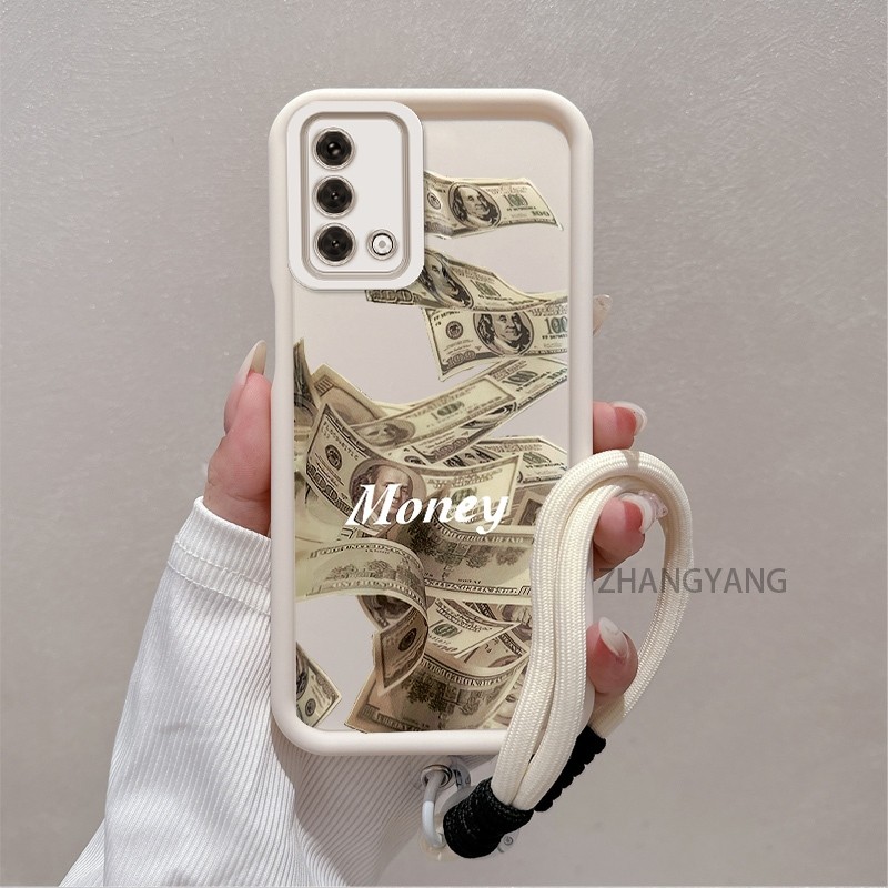 Ốp Lưng Cho OPPO A74 4G A95 4G A74 5G Silicone TPU Chống Rơi Vỏ Điện Thoại Thẩm Mỹ Hoa Văn Tiền Thiết Kế Mới Vỏ Mềm Có Dây Treo