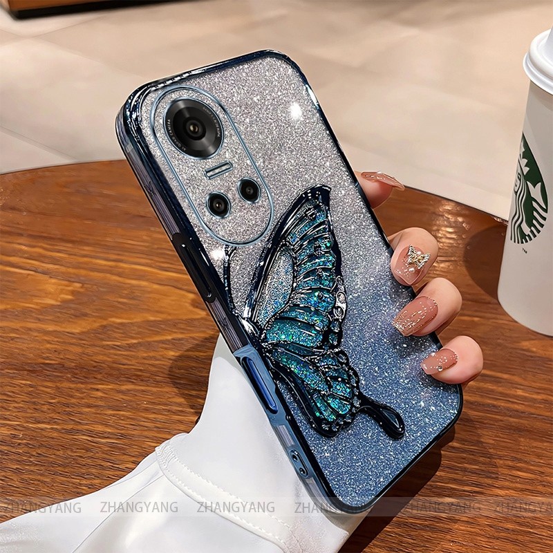 Ốp Lưng Cho OPPO reno 10 reno 10 Pro Flash Mạ Điện Silicon Vỏ Điện Thoại Thẩm Mỹ Bướm Trang Trí Thiết Kế Mới TPU Mềm case