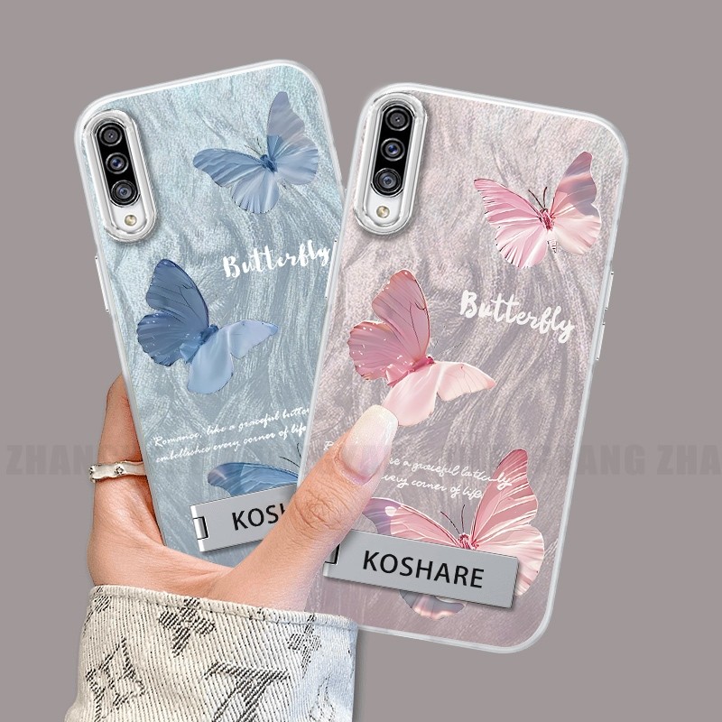 Ốp Lưng Dành Cho Samsung A50 A50s A30s Silicone TPU Lông Vũ Sợi Ốp Lưng Điện Thoại Họa Tiết Bướm Chuyển Đổi Đi Kèm Với Đế Điện Thoại Miễn Phí