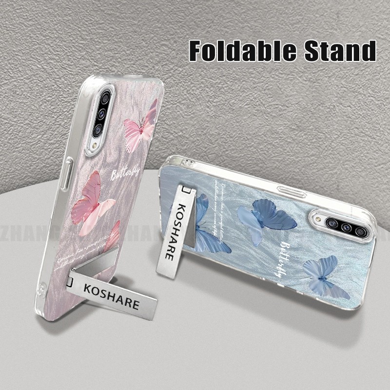 Ốp Lưng Dành Cho Samsung A50 A50s A30s Silicone TPU Lông Vũ Sợi Ốp Lưng Điện Thoại Họa Tiết Bướm Chuyển Đổi Đi Kèm Với Đế Điện Thoại Miễn Phí