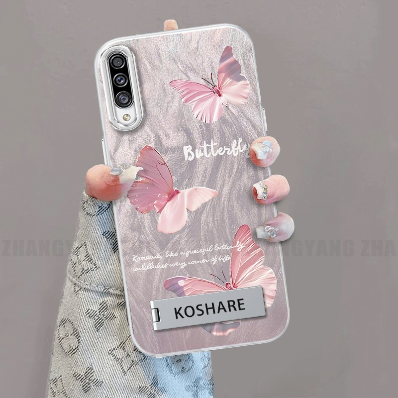 Ốp Lưng Dành Cho Samsung A50 A50s A30s Silicone TPU Lông Vũ Sợi Ốp Lưng Điện Thoại Họa Tiết Bướm Chuyển Đổi Đi Kèm Với Đế Điện Thoại Miễn Phí