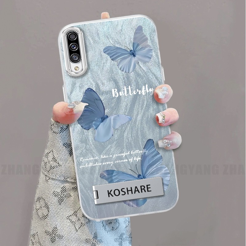 Ốp Lưng Dành Cho Samsung A50 A50s A30s Silicone TPU Lông Vũ Sợi Ốp Lưng Điện Thoại Họa Tiết Bướm Chuyển Đổi Đi Kèm Với Đế Điện Thoại Miễn Phí