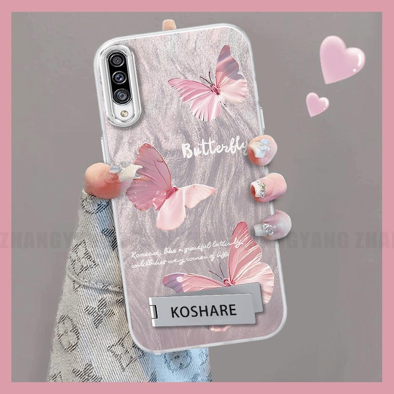Ốp Lưng Dành Cho Samsung A50 A50s A30s Silicone TPU Lông Vũ Sợi Ốp Lưng Điện Thoại Họa Tiết Bướm Chuyển Đổi Đi Kèm Với Đế Điện Thoại Miễn Phí