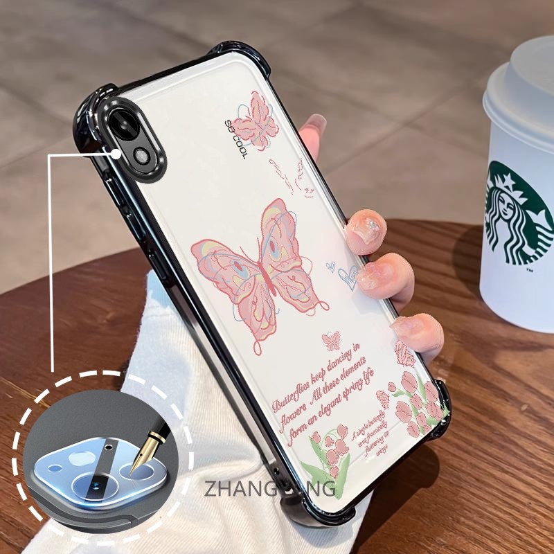 Ốp Lưng Dành Cho vivo Y91C Y93 Y1S Ốp Điện Thoại Mạ Điện Bốn Góc Chống Rơi Phim Hoạt Hình Thẩm Mỹ Bướm Thiết Kế Mới Silicon TPU Mềm