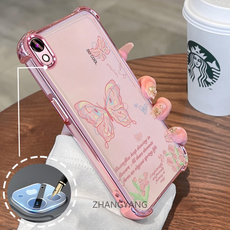 Ốp Lưng Dành Cho vivo Y91C Y93 Y1S Ốp Điện Thoại Mạ Điện Bốn Góc Chống Rơi Phim Hoạt Hình Thẩm Mỹ Bướm Thiết Kế Mới Silicon TPU Mềm