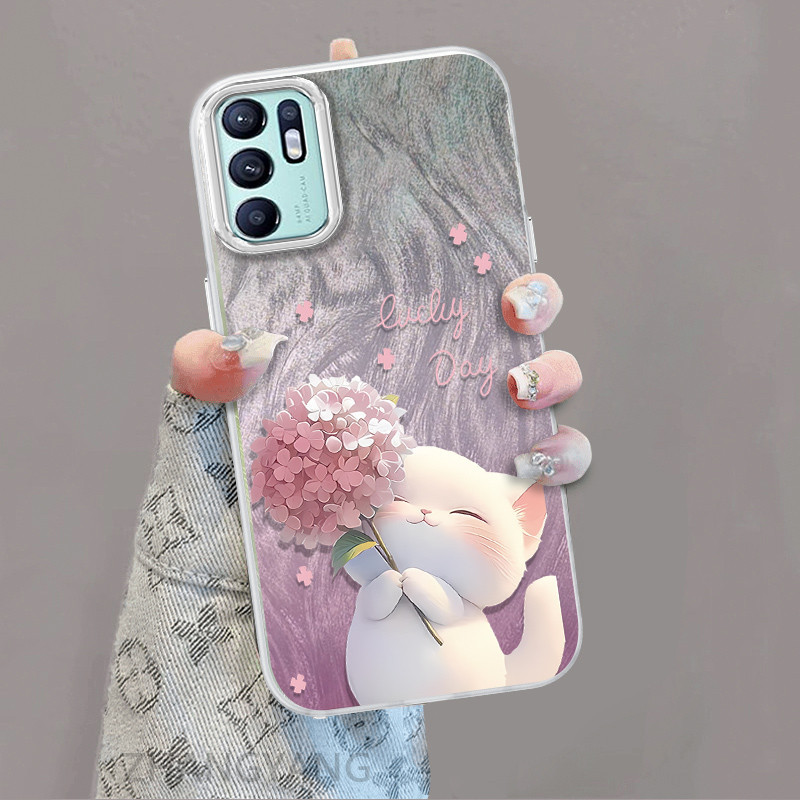 Ốp Lưng Cho OPPO RENO 6Z 5G RENO 6 5G RENO 5Z 5G RENO 6 4G Ốp Điện Thoại Hoạt Hình Dễ Thương Với Thiết Kế Nhấp Nháy Màu gradient Để Chống Rơi