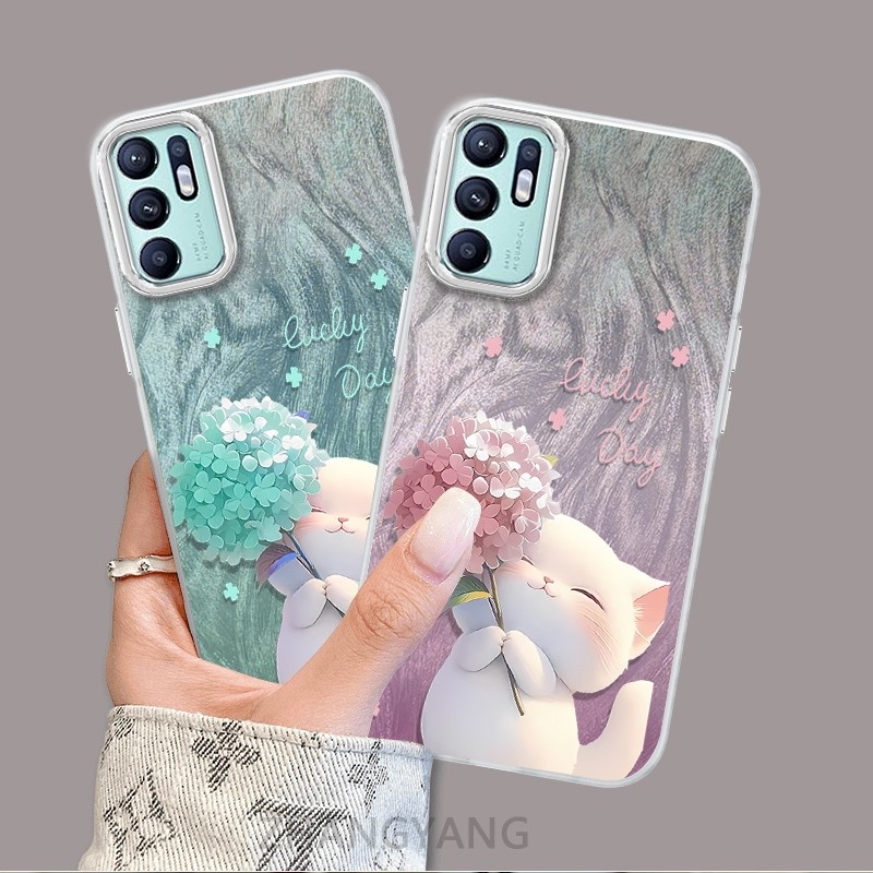 Ốp Lưng Cho OPPO RENO 6Z 5G RENO 6 5G RENO 5Z 5G RENO 6 4G Ốp Điện Thoại Hoạt Hình Dễ Thương Với Thiết Kế Nhấp Nháy Màu gradient Để Chống Rơi
