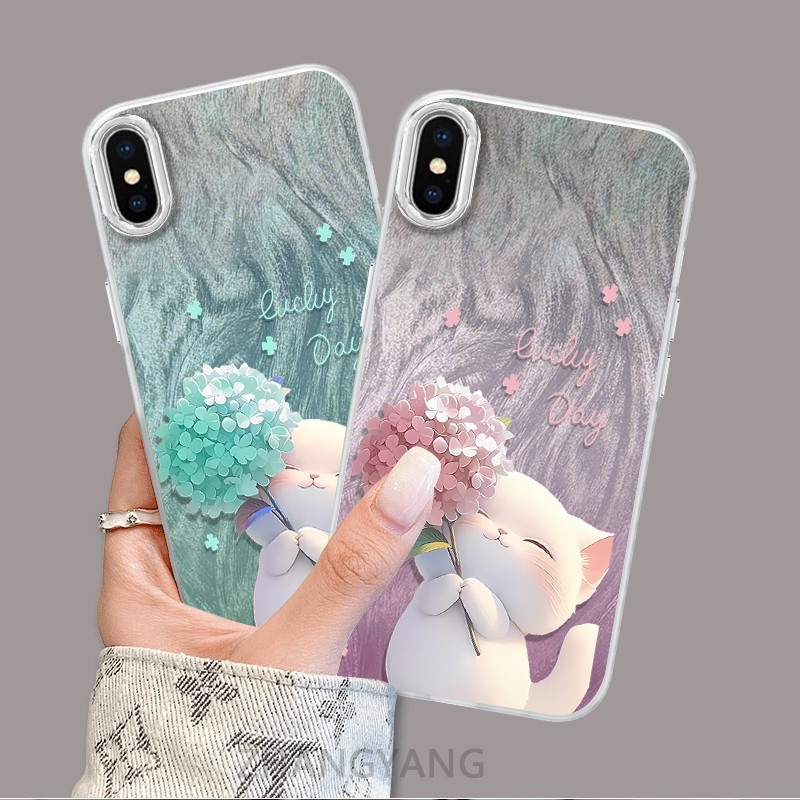 Ốp Lưng Cho iPhone X Xs Xr Xs Max Phim Hoạt Hình Dễ Thương Ốp Lưng Điện Thoại Với Thiết Kế Nhấp Nháy Màu gradient Để Chống Rơi