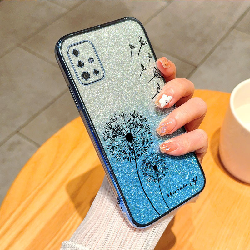 Ốp Lưng Cho samsung a51 a71 m51 Ốp Điện Thoại Màu Hồng Lấp Lánh Họa Tiết Bồ Công Anh Chống Rơi Vỏ Mềm Vỏ Điện Thoại
