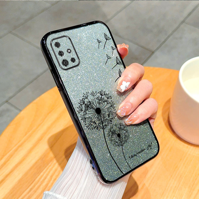 Ốp Lưng Cho samsung a51 a71 m51 Ốp Điện Thoại Màu Hồng Lấp Lánh Họa Tiết Bồ Công Anh Chống Rơi Vỏ Mềm Vỏ Điện Thoại