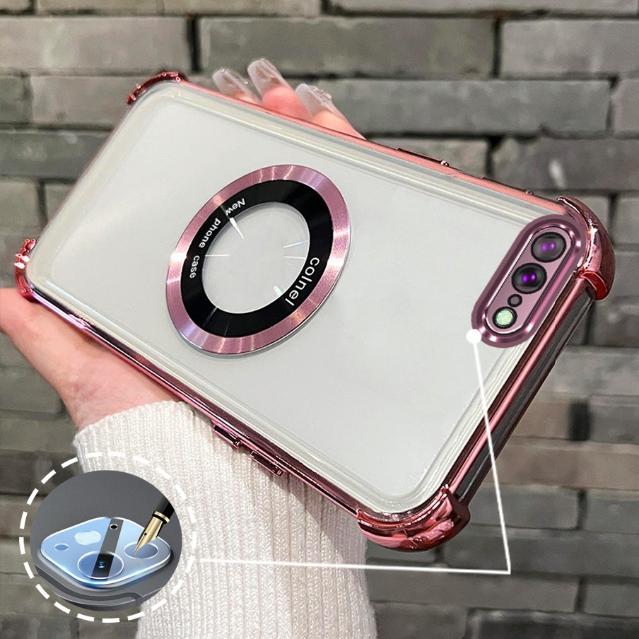 [Có Phim Ống Kính] Ốp Lưng Cho iPhone 7 Plus iPhone 8 Plus Vỏ Điện Thoại TPU Silicon Mạ Điện Có Dây Đeo Chống Rơi Vòng Hút Từ Tính Vỏ Mềm Điện Thoại