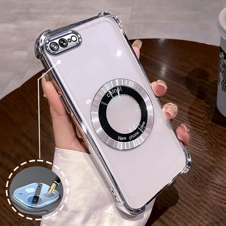 [Có Phim Ống Kính] Ốp Lưng Cho iPhone 7 Plus iPhone 8 Plus Vỏ Điện Thoại TPU Silicon Mạ Điện Có Dây Đeo Chống Rơi Vòng Hút Từ Tính Vỏ Mềm Điện Thoại