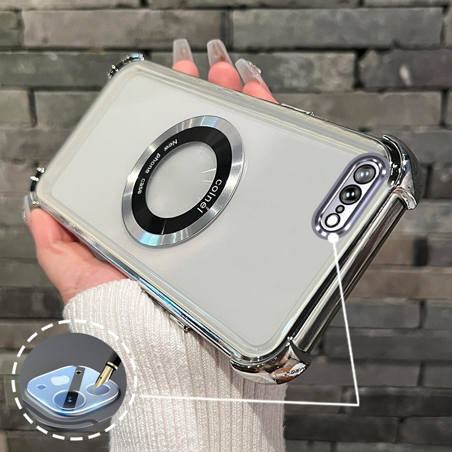 [Có Phim Ống Kính] Ốp Lưng Cho iPhone 7 Plus iPhone 8 Plus Vỏ Điện Thoại TPU Silicon Mạ Điện Có Dây Đeo Chống Rơi Vòng Hút Từ Tính Vỏ Mềm Điện Thoại