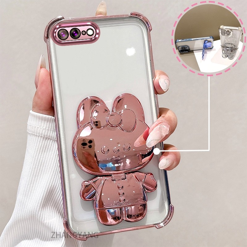 Ốp Lưng Cho iPhone 7 Plus iPhone 8 Plus Mạ Điện TPU Silicon Bốn Góc Chống Rơi Vỏ Điện Thoại Thẩm Mỹ Thiết Kế Mới Hoạt Hình Đứng Điện Thoại Vỏ Mềm