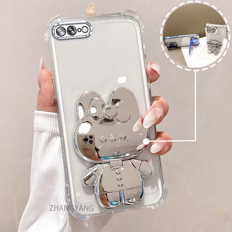 Ốp Lưng Cho iPhone 7 Plus iPhone 8 Plus Mạ Điện TPU Silicon Bốn Góc Chống Rơi Vỏ Điện Thoại Thẩm Mỹ Thiết Kế Mới Hoạt Hình Đứng Điện Thoại Vỏ Mềm