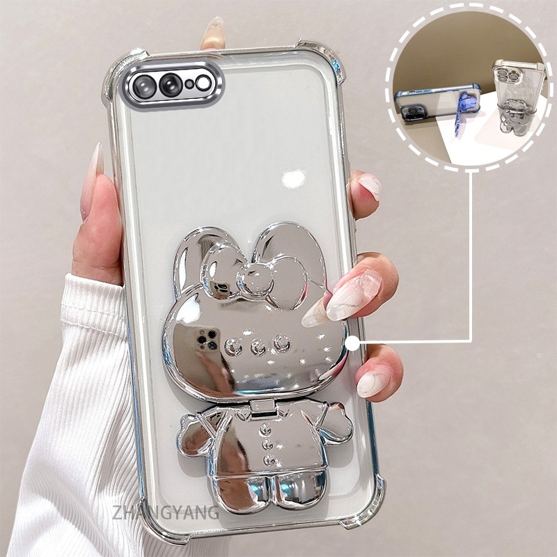 Ốp Lưng Cho iPhone 7 Plus iPhone 8 Plus Mạ Điện TPU Silicon Bốn Góc Chống Rơi Vỏ Điện Thoại Thẩm Mỹ Thiết Kế Mới Hoạt Hình Đứng Điện Thoại Vỏ Mềm